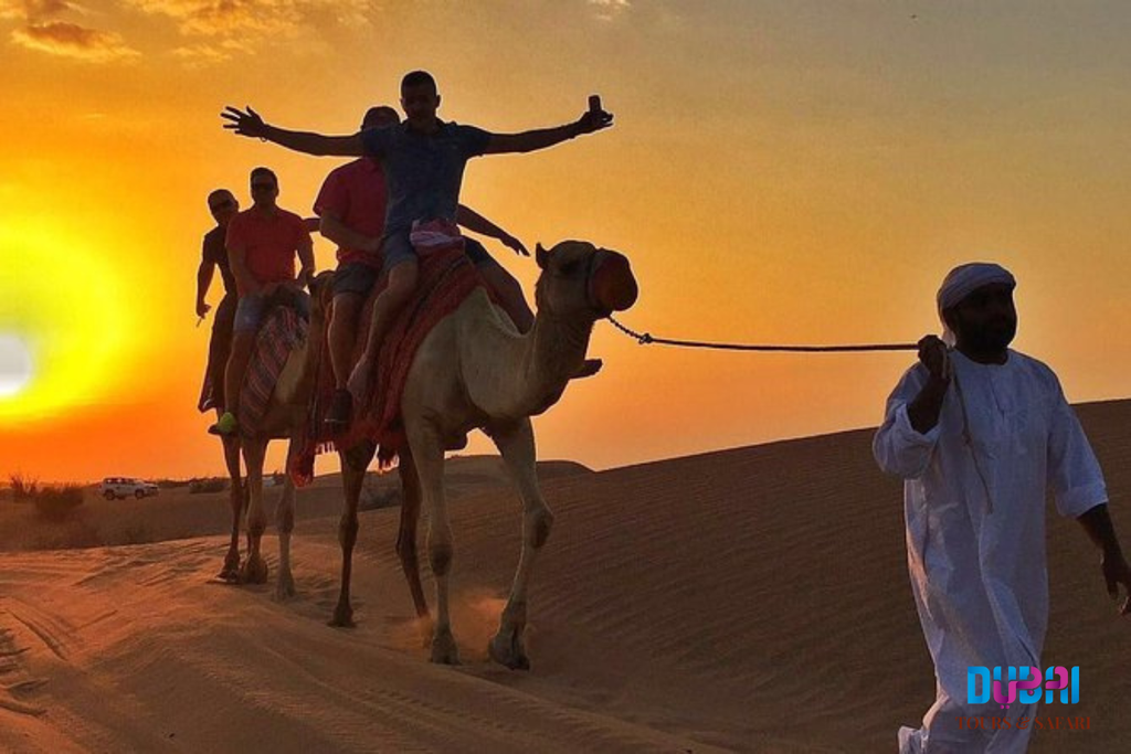 Camel ride during a desert safari in Dubai
