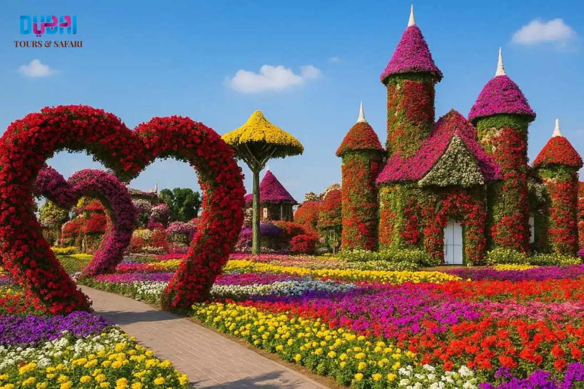 Heart-shaped flower tunnel at Dubai Miracle Garden
