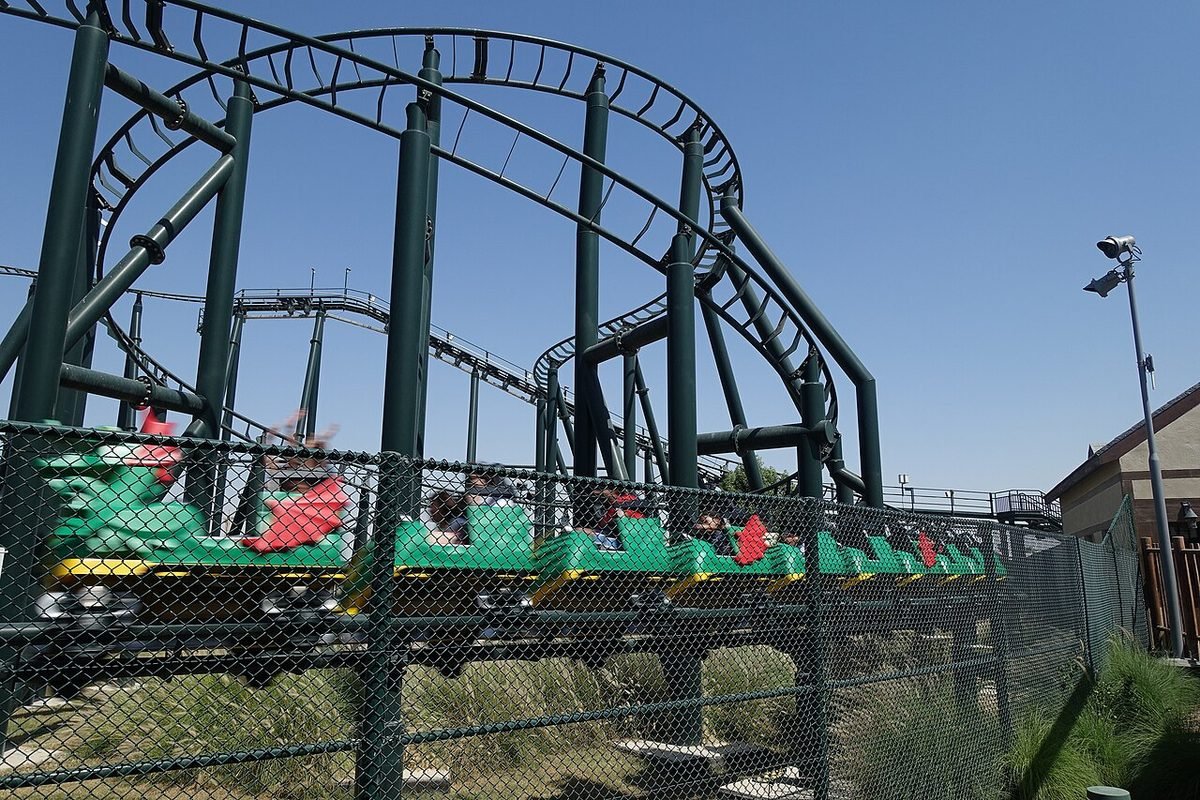 The Dragon roller coaster at LEGOLAND Dubai, a gentle coaster for young children