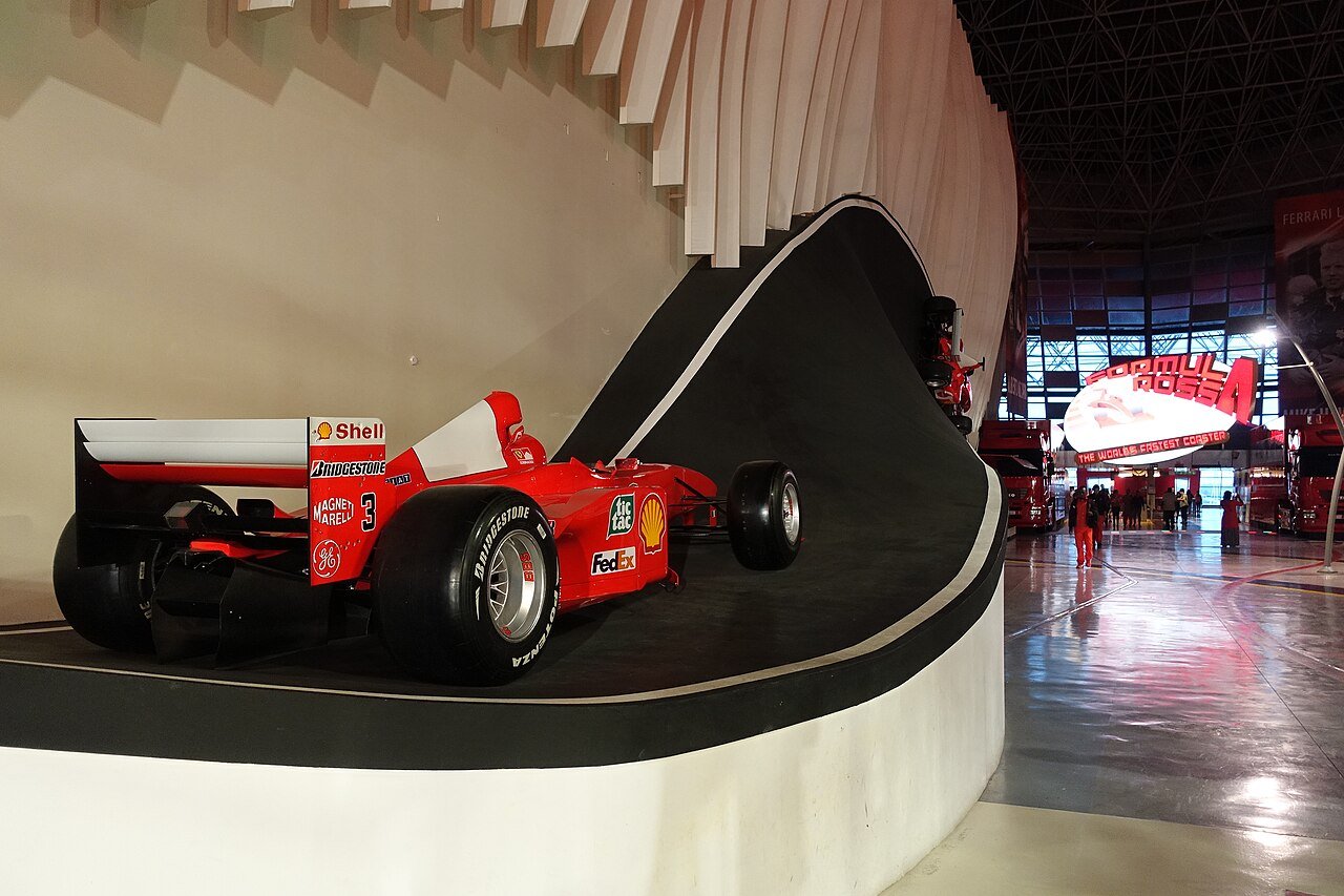 Ferrari Formula 1 car on display inside Ferrari World Abu Dhabi